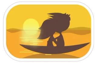 💝 Sylwetka, Zachód słońca, Woda, Łódź, Spokojny, Cisza telegram sticker