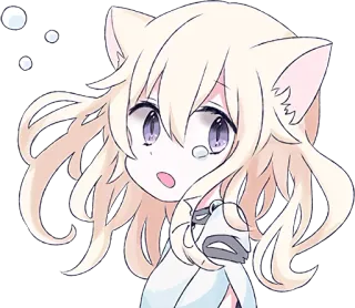 😢 Anime, Katzenmädchen, Kawaii, Süß, Aufkleber, Manga telegram sticker
