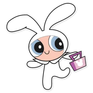 🐰 Bubbles The Powerpuff Girls Cartone animato, Coniglio, Ragazza, Carino, Pasqua telegram sticker