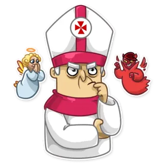 🤔 pope, religion, angel, devil, cartoon telegram sticker