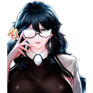 🤍 kobieta, anime, okulary, poważna, kreskówka telegram sticker