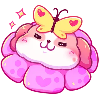 😌 animal, cute, pink, butterfly, dog, heart, kawaii, flower telegram sticker