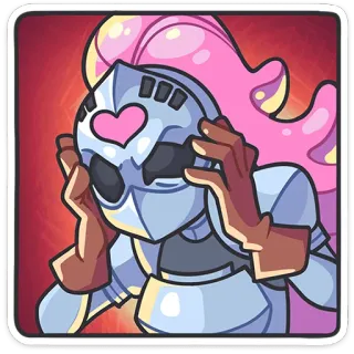 🫨 기사, 갑옷, 분홍 머리, 만화, 헬멧, 하트 telegram sticker