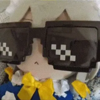 😎 солнцезащитные очки, пиксельные очки, кукла, мем telegram sticker