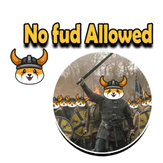 🚫 No fud Allowed corgi, wiking, pies, miecz, mem, humor telegram sticker