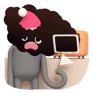 🌫 Dessin animé, Personnage, Triste, Télévision, Vacances, Bonnet de Noël telegram sticker