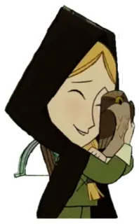 🤗 การ์ตูน, ผู้หญิง, เหยี่ยว, ฮู้ด, สัตว์, สติกเกอร์ telegram sticker