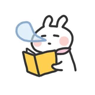 😴 reading, bunny, book, cute, animal telegram sticker