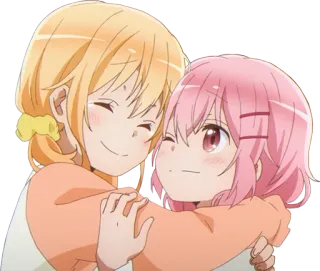 🤗 Anime, Carino, Ragazze, Amicizia, Abbraccio, Cartoni animati, Kawaii telegram sticker