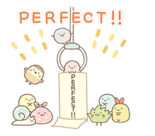😌 PERFECT!! PERFECT!! carino, kawaii, animali, festa, perfetto whatsapp sticker