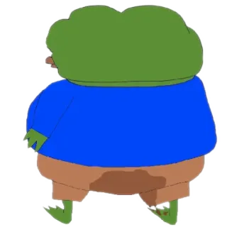 😥 cartoon, character, green, blue, walking telegram sticker