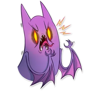 😀 蝙蝠, 怪物, 卡通, 万圣节, 动物, 生物, 恐怖 telegram sticker
