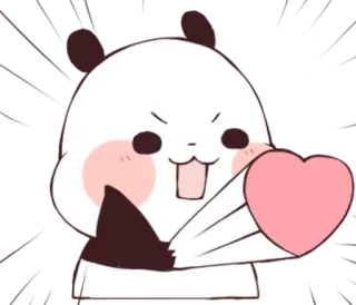 ❤ panda, lindo, corazón, kawaii, amor, animal telegram sticker