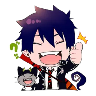 👍 Rin Okumura Blue Exorcist グ Anime, Mangá, Desenho animado, Blue Exorcist, Rin Okumura, Chibi, Fofo whatsapp sticker