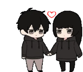 💕 coppia, amore, cartone animato, chibi, relazione, tenendosi per mano, carino telegram sticker