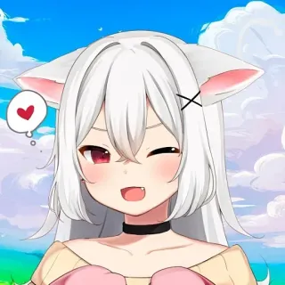 😉 Anime, Chica gato, Lindo, Kawaii, Corazón, Guiño whatsapp sticker