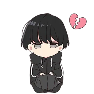 💔 Anime, Triste, Coeur brisé, Chibi, Mignon telegram sticker