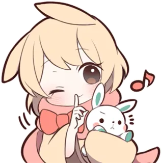 🤐 可爱, 动漫, 卡哇伊, 兔子, 卡通, Q版, 贴纸 telegram sticker