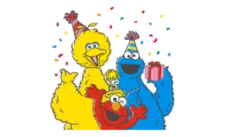 👯 Elmo Sesame Street เอลโม, คุกกี้มอนสเตอร์, บิ๊กเบิร์ด, เซซามีสตรีท, ปาร์ตี้, วันเกิด telegram sticker