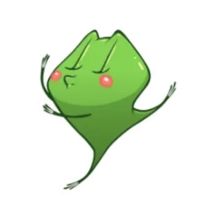 😗 folha, fofo, verde, planta, desenho animado whatsapp sticker