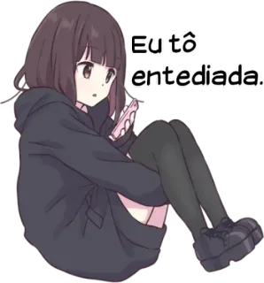😔 Eu tô entediada! anime girl, bored, phone, cute, cartoon telegram sticker