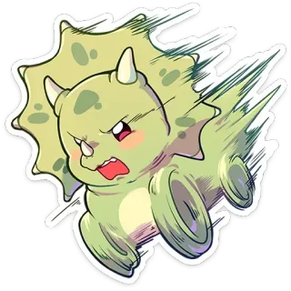 🫨 공룡, 트리케라톱스, 만화, 귀여운, 스티커, 동물 telegram sticker