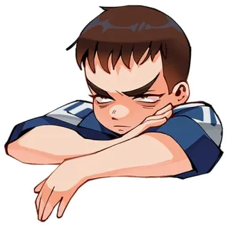 😒 anime, cowok, cemberut, kartun, karakter whatsapp sticker