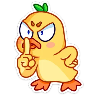 🤫 pato, pássaro, bravo, dedo, desenho animado, psiu telegram sticker