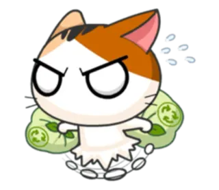 🛒 cat, angry, cartoon, animal, calico, recycling bags, trash bags telegram sticker