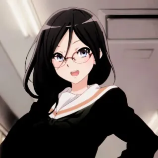 🍭 anime, glasses, school uniform, girl, cartoon, animation whatsapp sticker