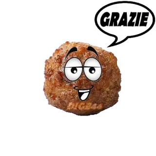 😀 GRAZIE almôndega, obrigado, fofo, comida, italiano, desenho animado telegram sticker