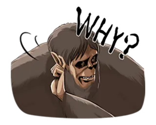 🙈 Zeke Yeager Attack on Titan WHY? Anime, Macaco, Pergunta, Sticker, Personagem, Ataque dos Titãs telegram sticker