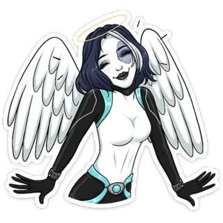 😇 นางฟ้า, การ์ตูน, ปีก, รัศมี, ตัวละคร, สติกเกอร์ telegram sticker