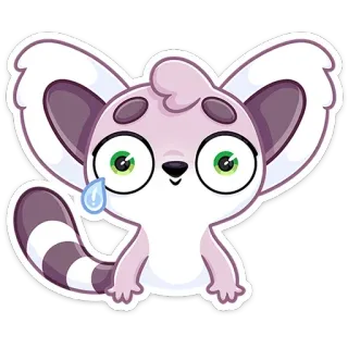 😢 여우원숭이, 만화, 스티커, 귀여운, 동물, 울음 telegram sticker