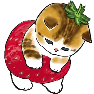 🍓 猫, 草莓, 小猫, 动物, 可爱, 水果 telegram sticker