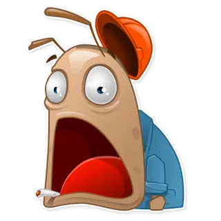 😧 kreskówka, papieros, kapelusz, mrówka, robak, zszokowany telegram sticker