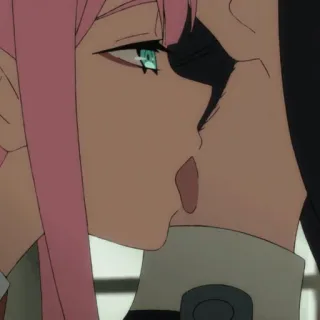 ❤️ Zero Two Darling in the Franxx anime, całowanie, romans, Zero Two, para telegram sticker