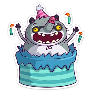 🥳 ulang tahun, pesta, kue, kartun, perayaan, hewan, seru telegram sticker