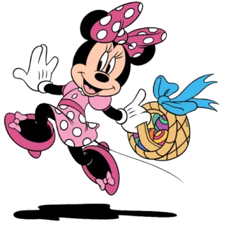 🚶‍♀ Minnie Mouse ミニーマウス, ディズニー, アニメ, キャラクター, イースター, バスケット, 祝日 telegram sticker