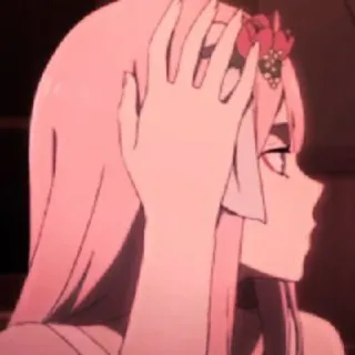 🍓 Anime, rosa Haare, Mädchen, Profil telegram sticker
