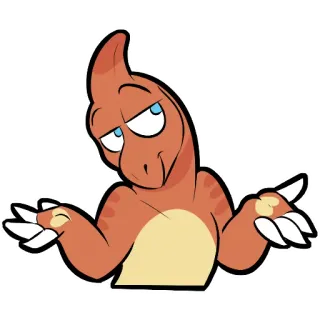 👀 dinossauro, desenho animado, animal, laranja, humor, dar de ombros, indiferente, pterodáctilo telegram sticker
