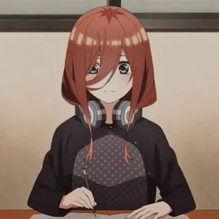 🔪 Miku Nakano The Quintessential Quintuplets Аниме, Девушка, Наушники, Милая, Студентка, Мику Накано, Пять невест telegram sticker
