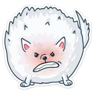 😡 chien, en colère, mignon, blanc, dessin animé, animal, poilu, autocollant telegram sticker