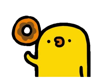 🍩 jaune, donut, dessin animé, mignon, dessert, sucré telegram sticker