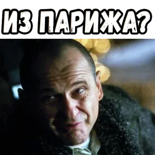 🤨 ИЗ ПАРИЖА? meme, pingüino, cita de película, humor, parís, pregunta whatsapp sticker