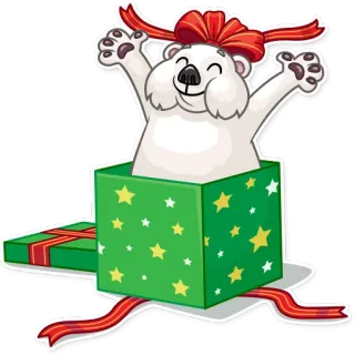 🎁 Eisbär, Weihnachtsgeschenk, Weihnachten, Geschenk, Bär, Feier, Feiertag telegram sticker