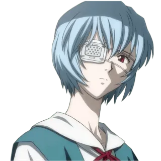 🔷 Rei Ayanami Neon Genesis Evangelion Anime, Rei Ayanami, Evangelion, occhio fasciato telegram sticker