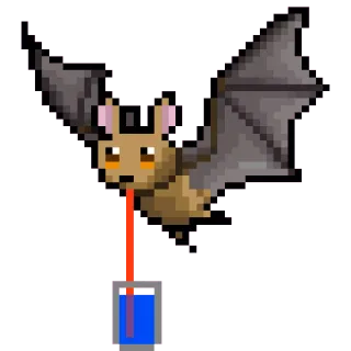 🍹 bat, pixel art, cartoon, animal, creature, flying whatsapp sticker