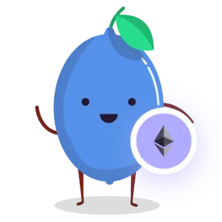 💵 คริปโทเคอร์เรนซี, อีเธอเรียม, เหรียญ, สกุลเงินดิจิทัล, การ์ตูน, ผลไม้ telegram sticker