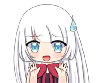 🤗 Anime, Manga, Chibi, Niedlich, Kawaii, Weißes Haar, Mädchen, Cartoon telegram sticker